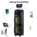 9000W Portable Bluetooth Party Speaker Karaoke Heavy Bass Rechargeable Sound System Dual 12 Inche Subwoofer Led Light with Mic