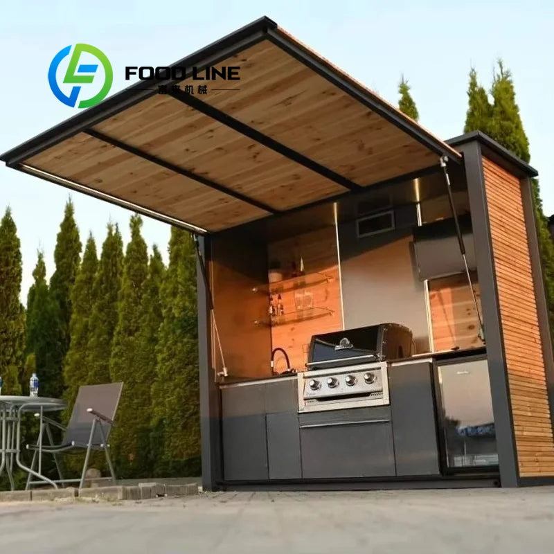 Stylish Outdoor Bbq Kitchen With Shed Modern Design Enhancing Patio Garden And Home Exterior Appearance