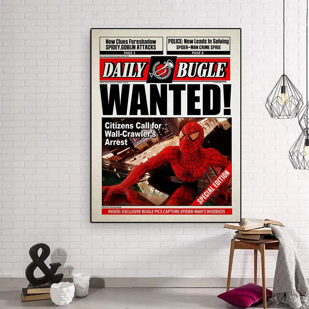 Marvel  Funny Spiderman Poster And Print HE'S  BACK Canvas Painting Comic Wall Art Living Room Home Decoration Gift