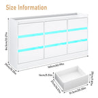 9 Drawer Dresser with Power Outlet & LED Light, Modern Chest of Drawers for Closet, 63" Drawer Organizer Cabinet for Bedroom