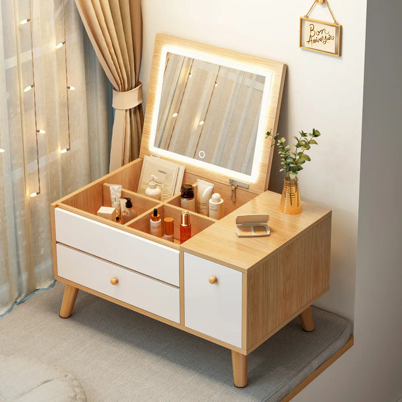 Dressing table Desk Small apartment ins style household bedroom Simple bay window Dresser Integrated cabinet Makeup table