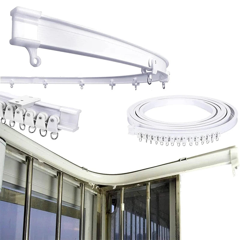 Non Punching Self-adhesive Curtain Track Flexible Bendable Wall Or Ceiling Installation Window Room Divider RV Curtain Track