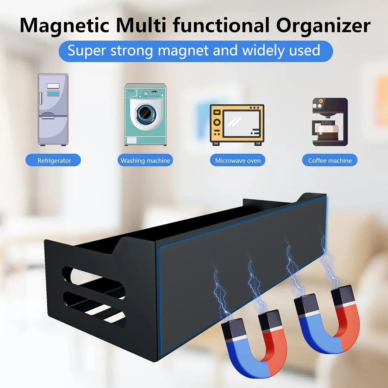 Magnetic Refrigerator Side Storage Rack No Punch Kitchen Organizer Microwave Oven Wall Mounted Shelf Multifunctional Holder