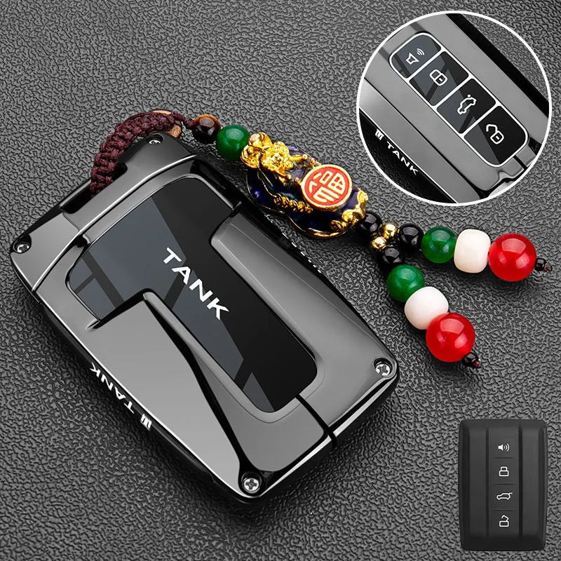 Zinc Alloy Car Key Case for Great Wall GWM WEY TANK 300 500 Tank300 Tank500 Remote Cover Bag Shell Keychain Holder Accessories