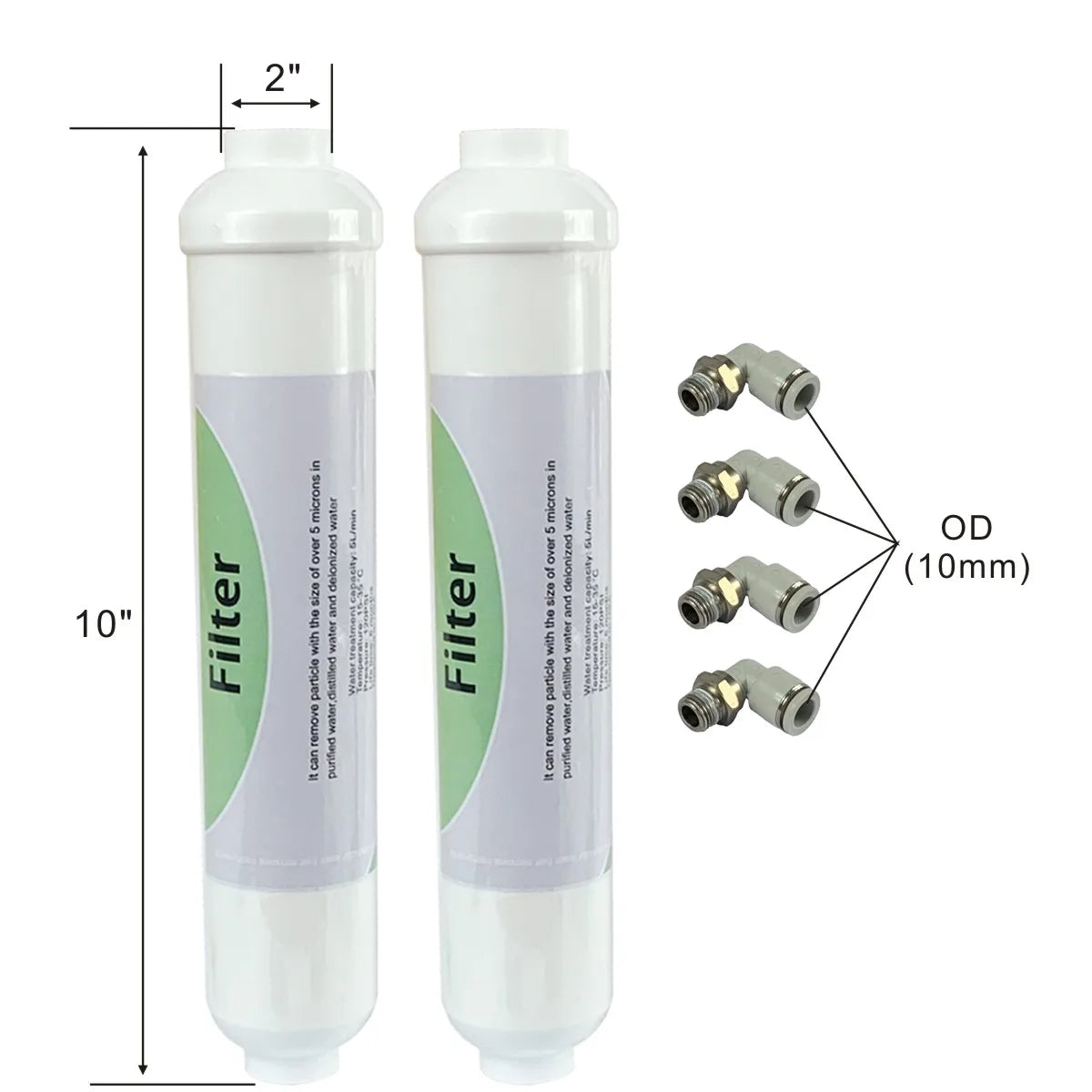 2 Pack of 10" Inline Water Filter for semiconductor Diode Laser hair removal beauty Machine Cooling, Include Connectors