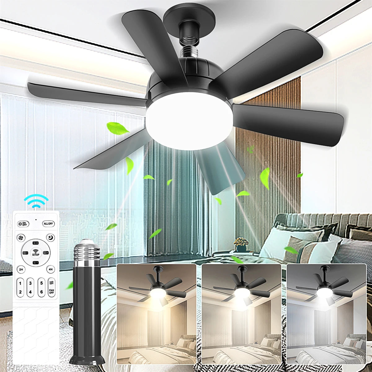 E26 Socket LED Ceiling Fan Light - Dimmable w/ Remote