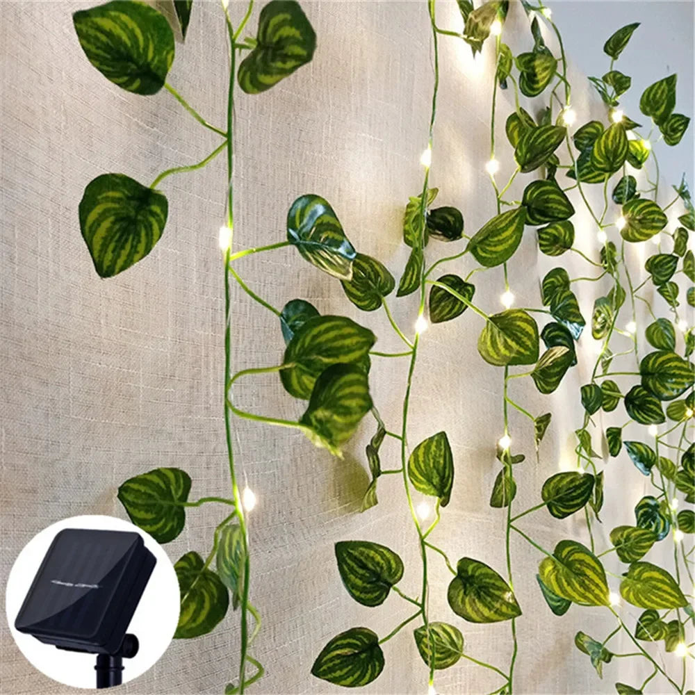 2/5/10M Solar Artificial Leaf Light String Outdoor Garden Light Wedding Party Decoration LED Fairy Lights Garland Decoration