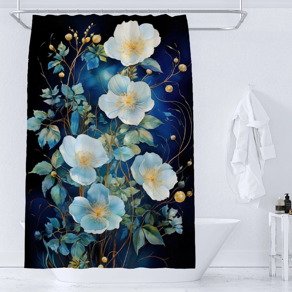Art Watercolor Flowers Shower Curtain Print Modern Nordic Minimalist Polyster Fabric Home Decor Bathroom Curtains with Hooks