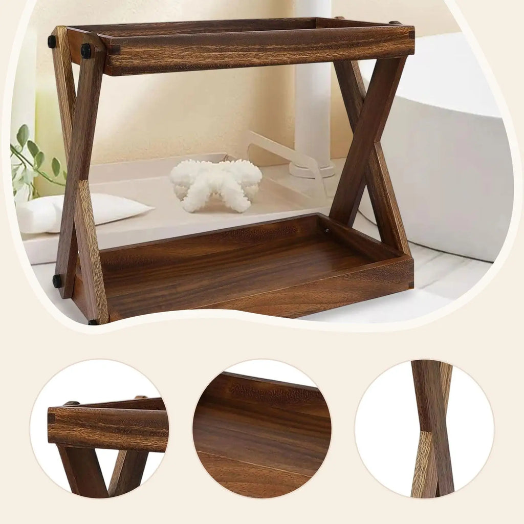 Wood Countertop Shelf,Coffee Station Organizer,Rustic,Sturdy,Kitchen Rack