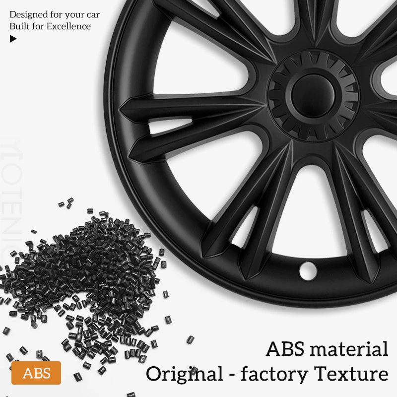 4 PCS 19Inch Sporty Wheel Hub Cap Matte Black Automobile Wheel Hub Fully Wrap Rim Cover Replacement for Tesla Model Y 2020-2024