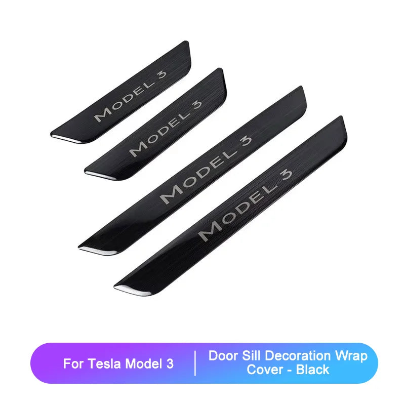 Model Y 2024 Door Sill Protection Strip for Tesla  Model 3 2023 Front Rear Stainless Pedal Decoration Wrap Cover Car Accessories