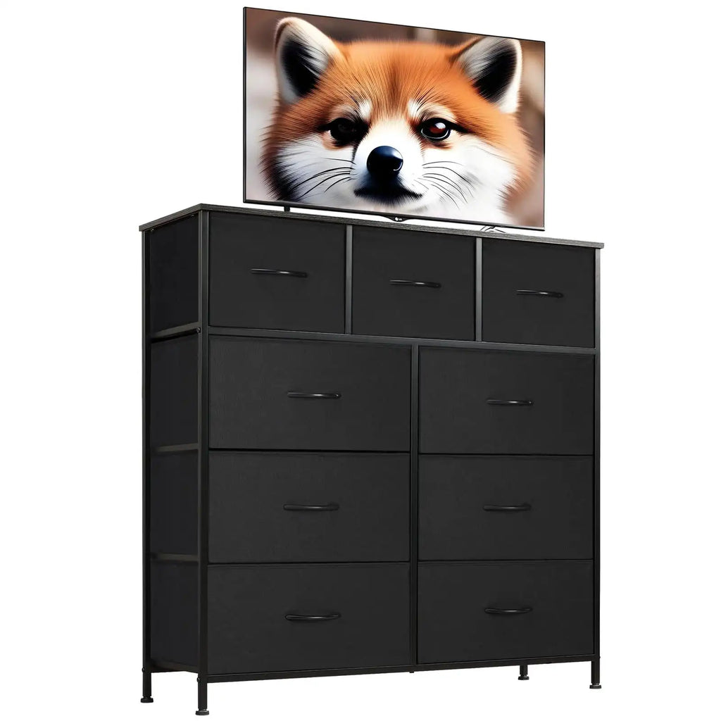 9 Drawers Dresser, Fabric Drawer Cabinet for Home Office, Black