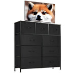 9 Drawers Dresser, Fabric Drawer Cabinet for Home Office, Black