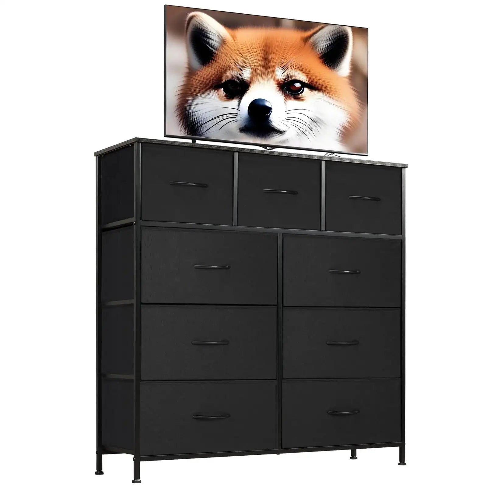 9 Drawers Dresser, Fabric Drawer Cabinet for Home Office, Black