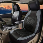 Enhanced 9PCS Universal Waterproof Car Seat Covers Full Set Front Back Protectors Quilted PU Leather with Hooks for All Vehicles
