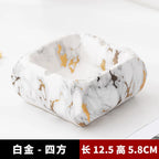 European-style Marble Texture Ashtray Creative Ceramic Ashtray Anti-flying Ash Office Living Room Modern Desktop Decoration