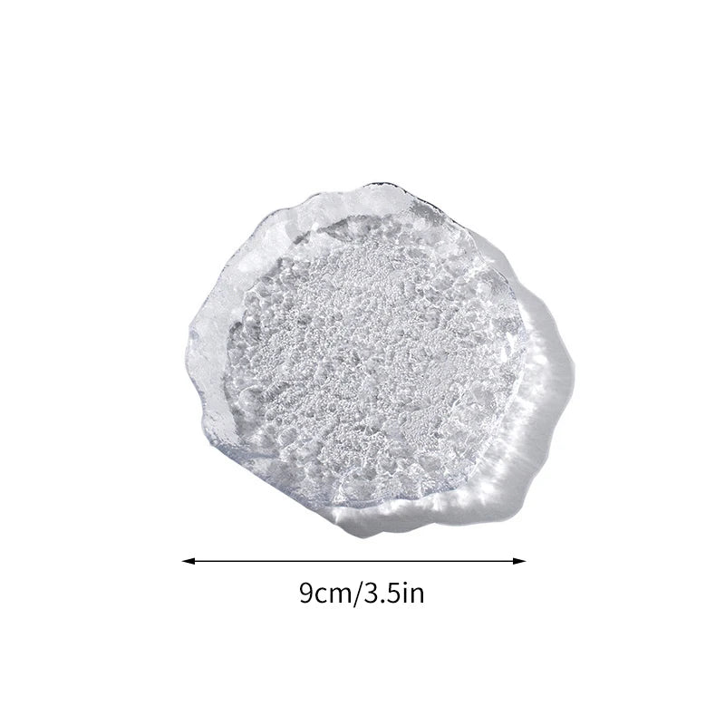 INS Glass Plates Decorative Trinket Glass Plate Japanese Sushi Platter Dessert Snack Plate Trinket Dish Teacup Mat Pad Food Tray