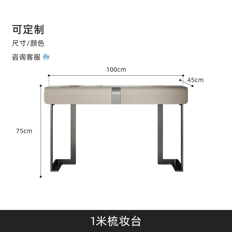 CC Italian minimalist dresser light luxury rock slab leather makeup table modern minimalist high-end sense