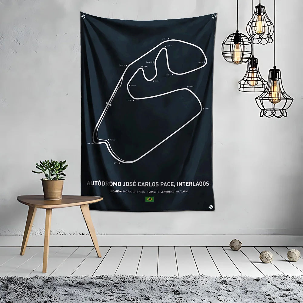 Ft Formula 1 Imola Monaco Circuit F1 Flag Polyester Digital Printing for Garage Wall Art Out Door Decoration With Grommets