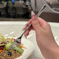 Korean Stainless Steel Dinner Forks Set Long Handle Four Tine Tableware for Salad Dessert Fruit Kitchen Cutlery
