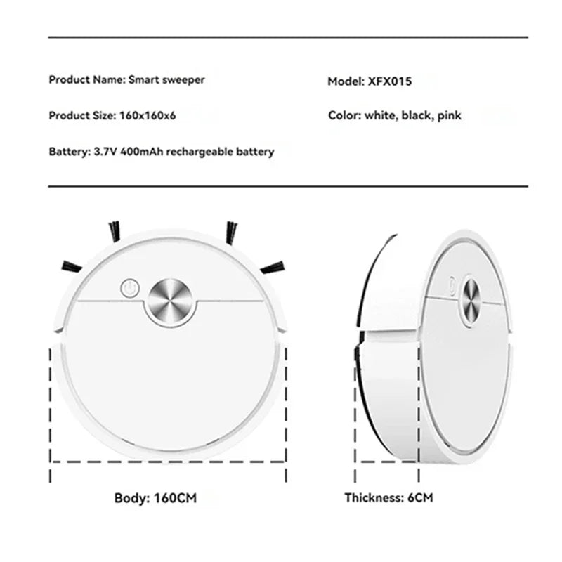 New 4000Pa 3 in 1 Smart Sweeping Robot Vacuum Cleaner Strong Suction Easy To Use For Hard Floors Pet Hair Carpets