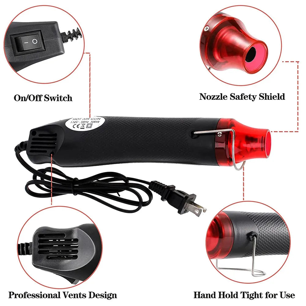 Rossonix 300w Heat Gun Electric Power Tool Diy Soldering Dryer Mini Blower For Crafts Shrink Tube 220v Hot Air Gun