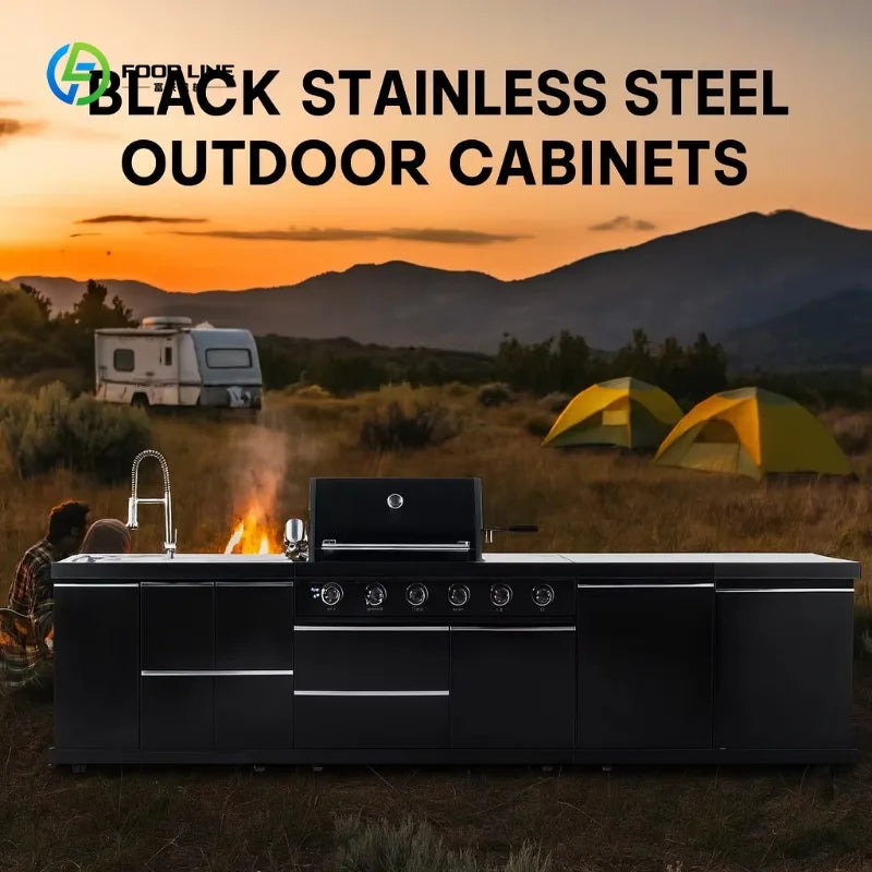 Customized Commercial Modular Outdoor Kitchen BBQ Grill Cabinet Island All-In-One Stainless Steel Outdoor Kitchen Bbq Island