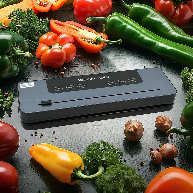 Electric Vacuum Sealer with Built-in Cutter Food Keep Fresh Dry/Wet Food Sealing Machine Touch Button Vacuum Sealing Machine