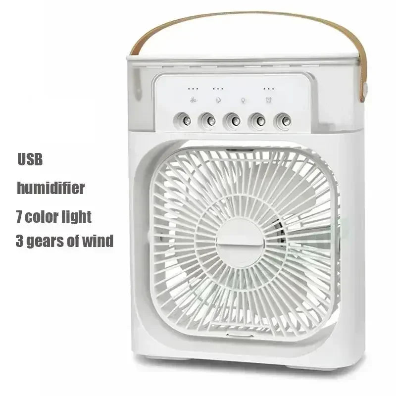 Mini 3 in 1 Air Conditioner Fan USB Desktop Cooler with Humidifier LED
