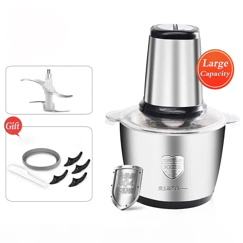 Electric Meat Grinders 3L Food Crusher 6S Stainless Steel Multifunctional Vegetable Slicer Processor Chopper Kitchen Appliances