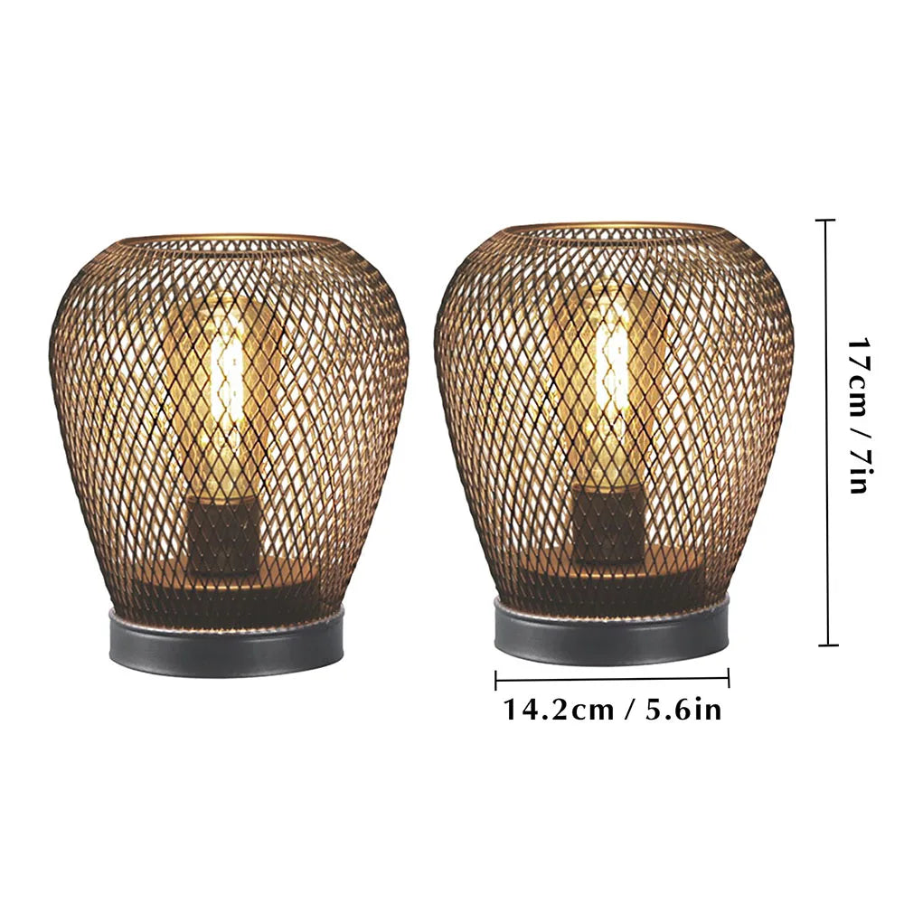 Nordic Metal Hollow Cage Candle Holder LED Lantern Battery Powered Cordless Lamp for Wedding Living Room Table Home Decor