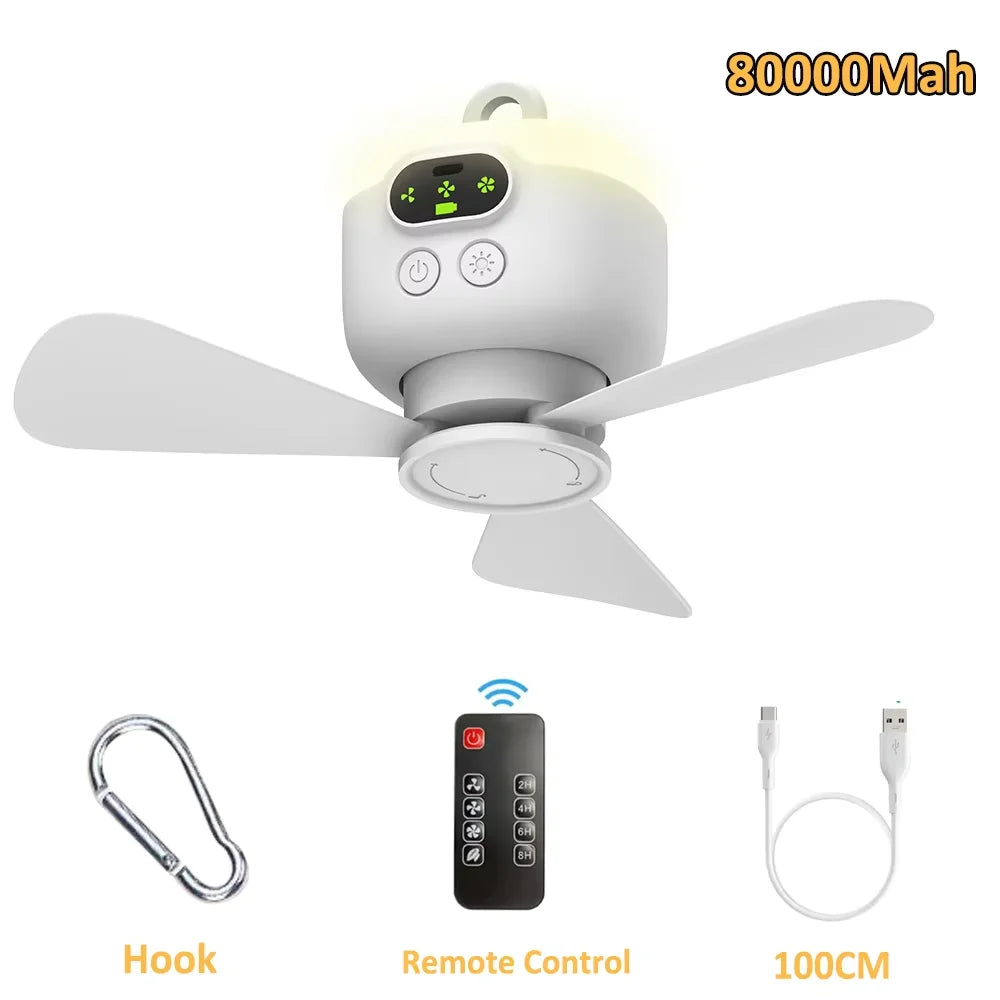 Portable Ceiling Fans 8000mAh Outdoor Camping Fan Tent Ventilator Cool