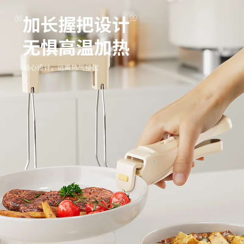 Kitchen Dish Holder with One Key Switch for Picking Up Dishes, Lightweight, Heat-Resistant, Anti Slip, and Dish Holder