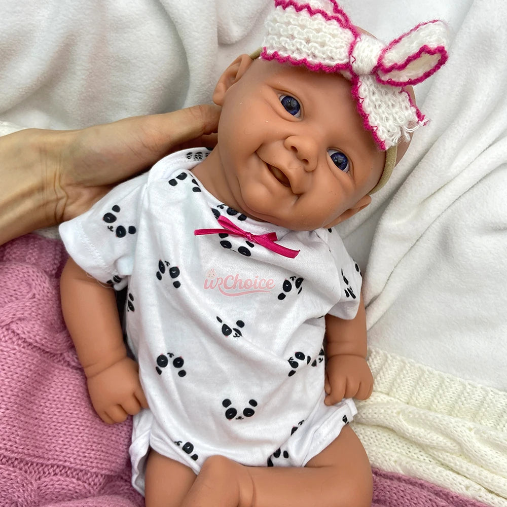 18" Washable Silicone Reborn Baby Girl/Boy Vivienne Open Mouth Realistic Newborn Doll Spain Muñeca For Kids Age 3+ Children Gift