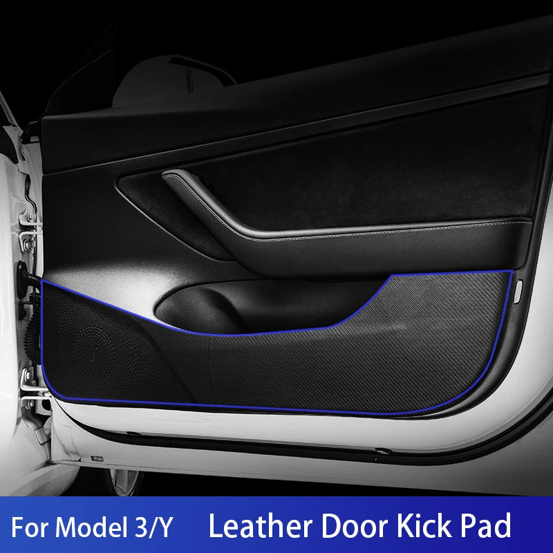 For Tesla Model Y Model 3 2018-2023 2024 Car door anti kick pad Anti dirt leather stickers door protection Interior accessories