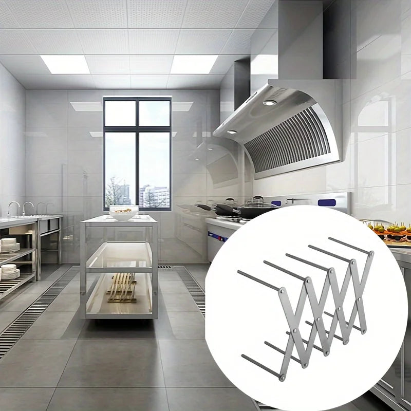 Collapsible Stainless Steel Dish Rack - Foldable Multi-functional Kitchen Organizer, Adjustable, Space-saving, Rack for Various