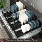 Under Cabinet Drawer Bowls Plate Storage Holder Shelves Retractable Countertop Sink Supplies Shelf Kitchen Adjustable Dish Rack