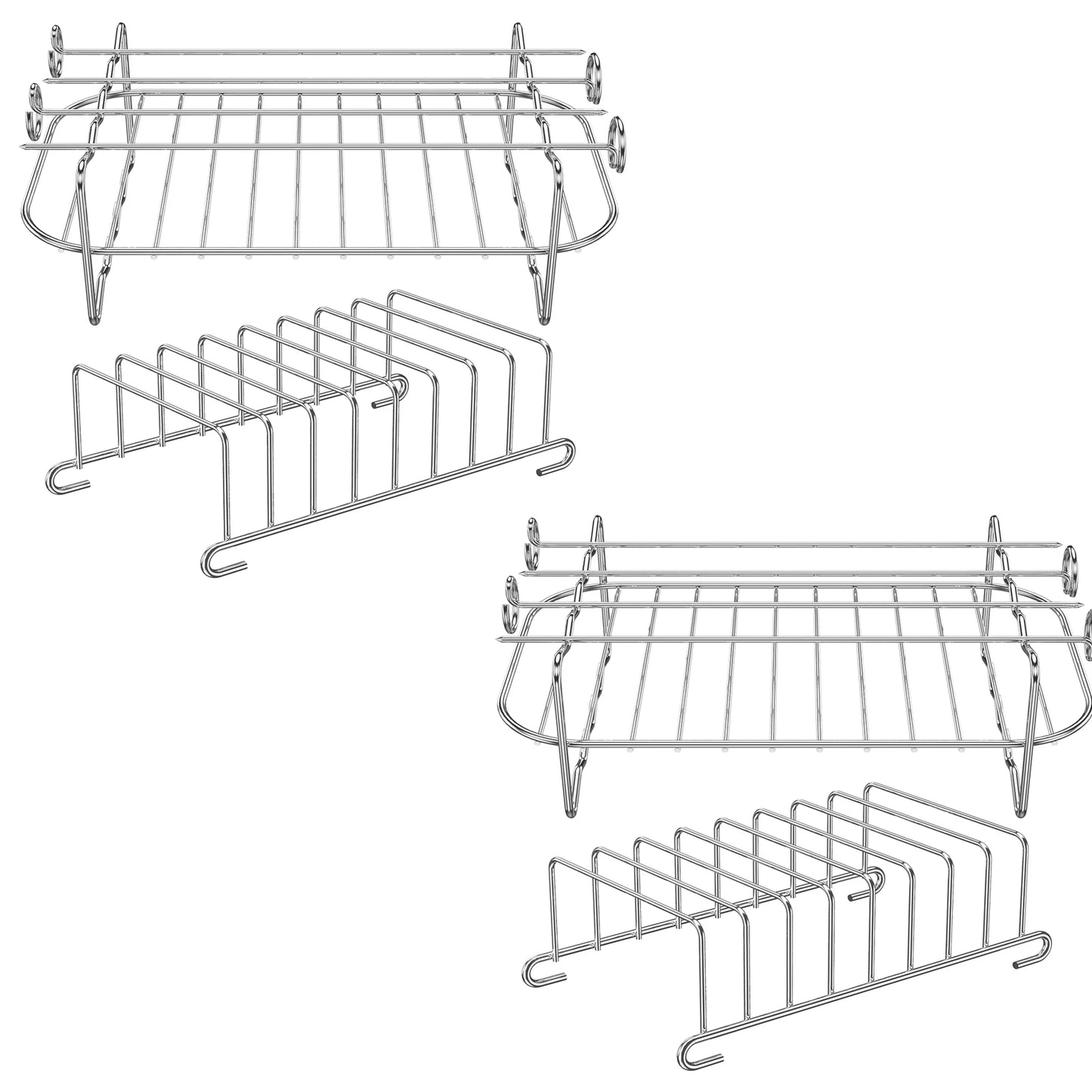 Air Fryer Rack, Dual Airfryer Racks Grilling Rack with 4 Skewers for Ninja Food Dual Zone Air Fryer AF300UK AF400UK Accessories