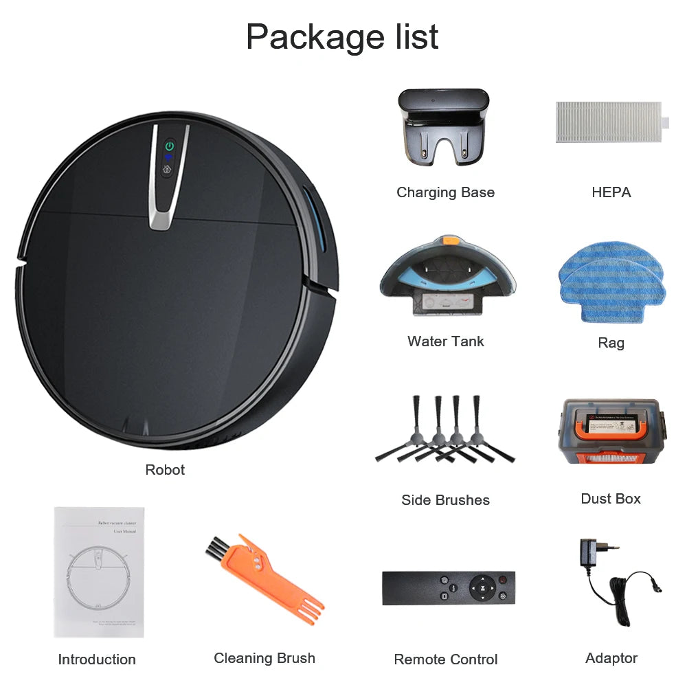 Robot Vacuum Smart Mop Cleaner With 3800PA Suction APP& Voice Control Autocharge Sweeping Floor Cleaning For Home Robotic Vacuum