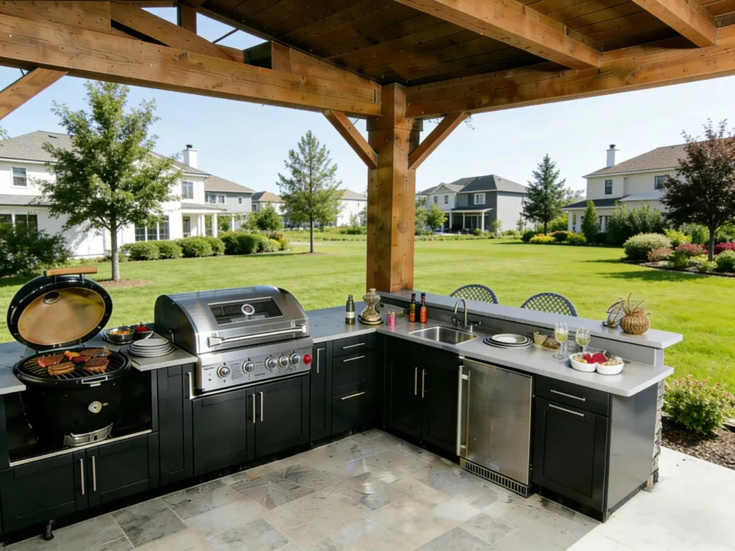 Custom Unique French Outdoor Kitchen Cabinet Set Stainless Steel Waterproof Barbecue Kitchen Outdoor Storage Cabinet