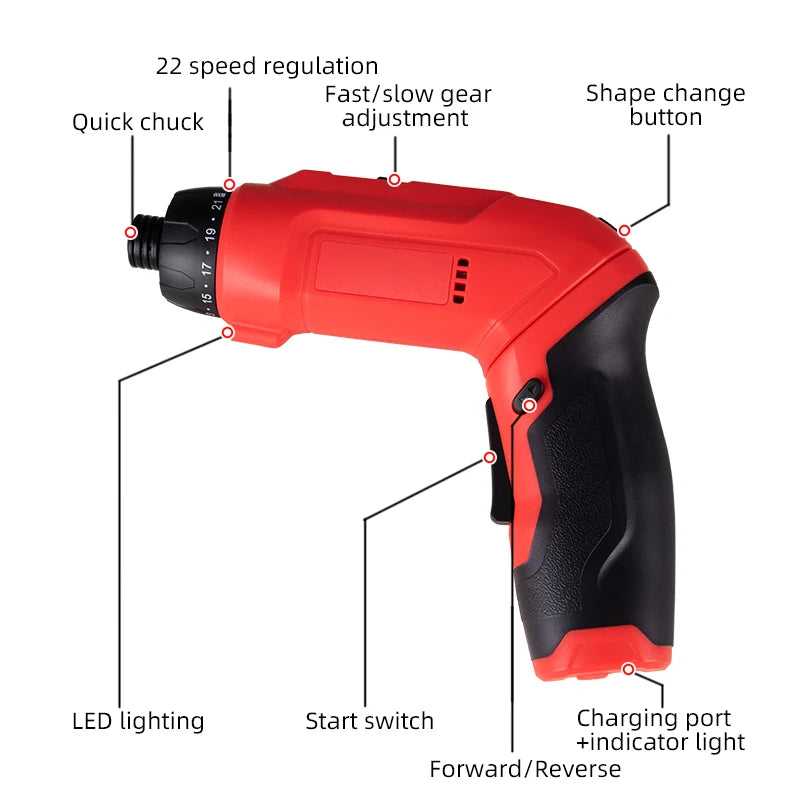 Maizhe 3.6V Electric Screwdriver Power Tools Set Household Maintenance Repair Impact Rechargeable Cordless Drill