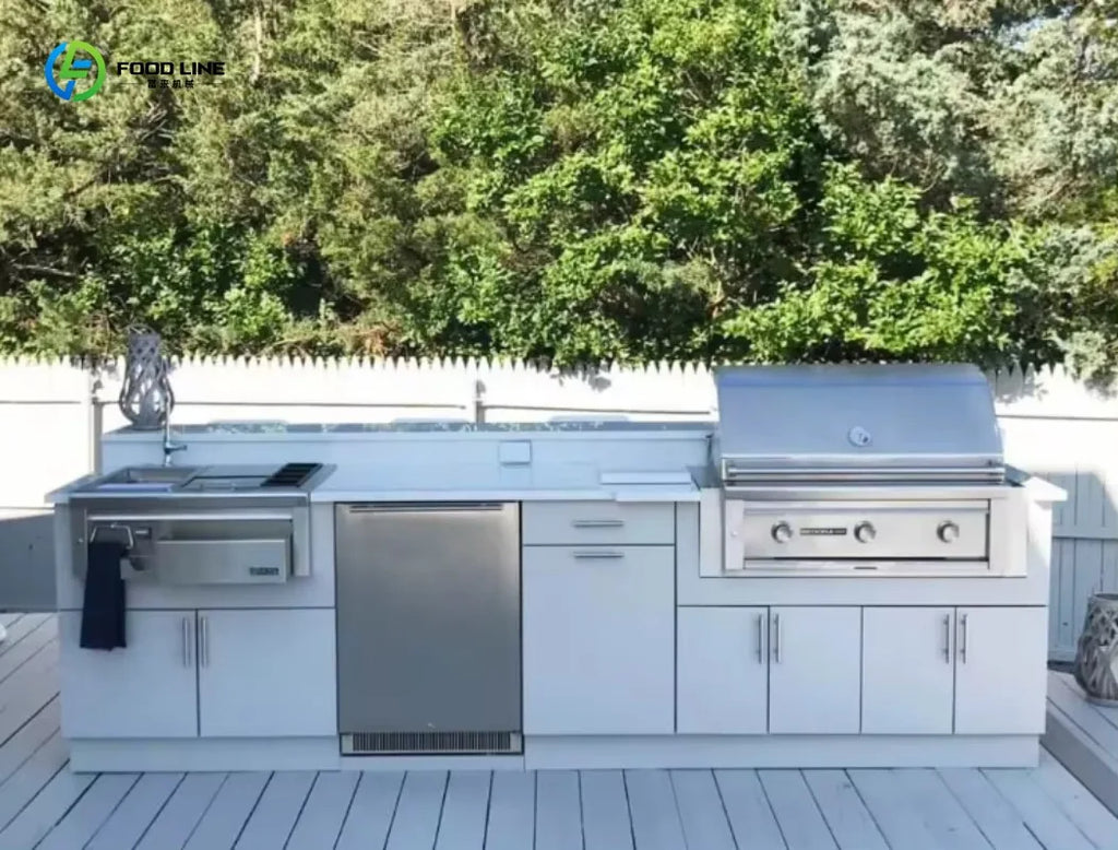 Custom High-Quality Stainless Steel Outdoor Kitchen Cabinet with Modern Laundry Sink and Glass Door - Perfect for Small Kitchens