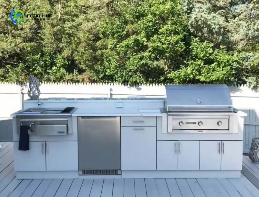 Custom High-Quality Stainless Steel Outdoor Kitchen Cabinet with Modern Laundry Sink and Glass Door - Perfect for Small Kitchens