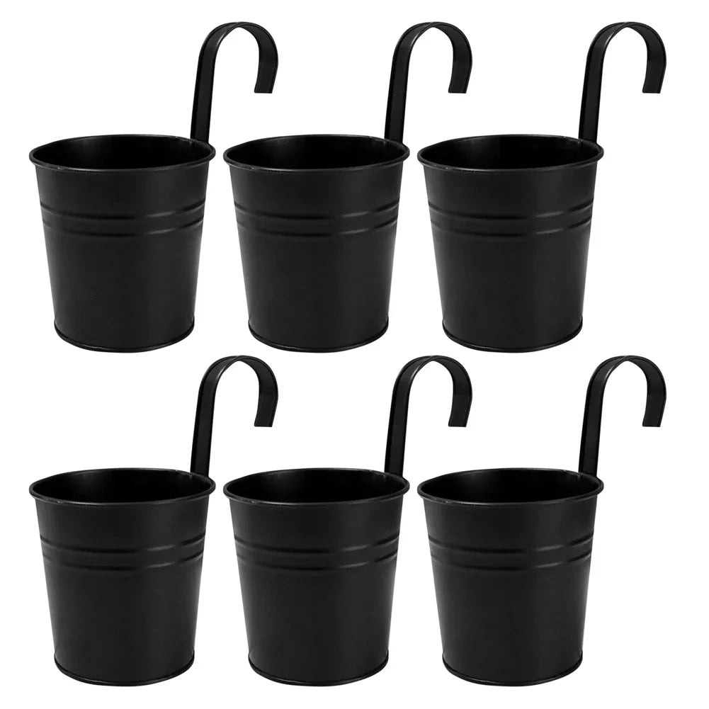 6/10PCS Metal Flower Pot With Detachable Handle Wall Mounted Hanging Planter Balcony Garden Office Planter Home Garden Decor