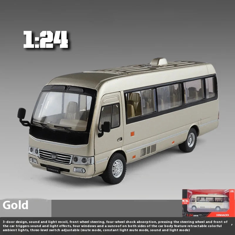 1:24 alloy bus model, cool sound and light, exquisite desktop ornaments, the best collection for car model enthusiasts