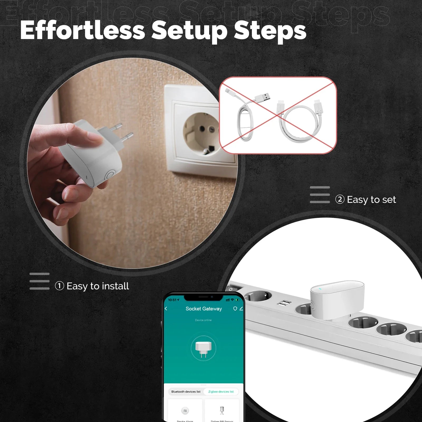 MOES Tuya Multi-mode Socket Gateway ZigBee Bluetooth BLE Mesh Smart Hub EU Version Smart Life App Remote Control Plug-in Type