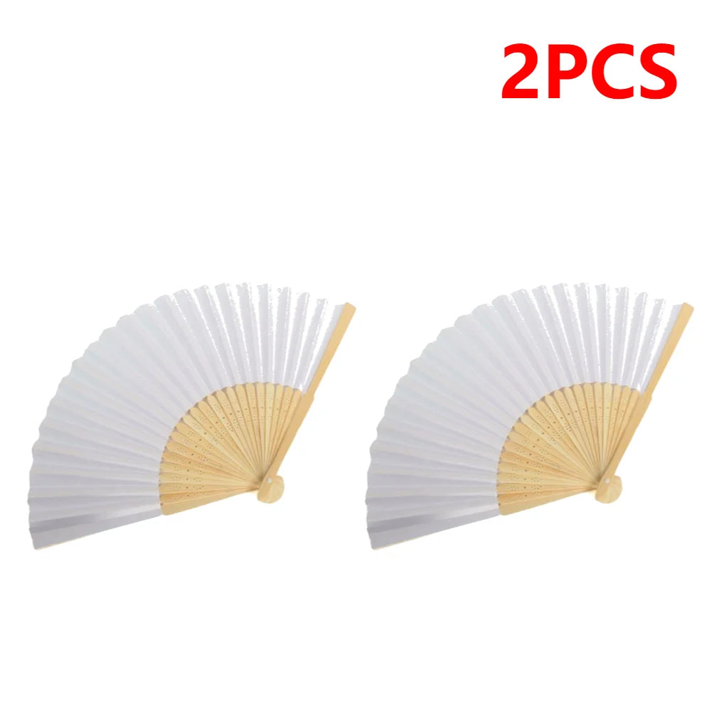 50/1pcs DIY Paper Bamboo Folding FanAdults Kid Hand Fans Calligraphy Painting Practice Blank White Fan for Wedding Room Decor