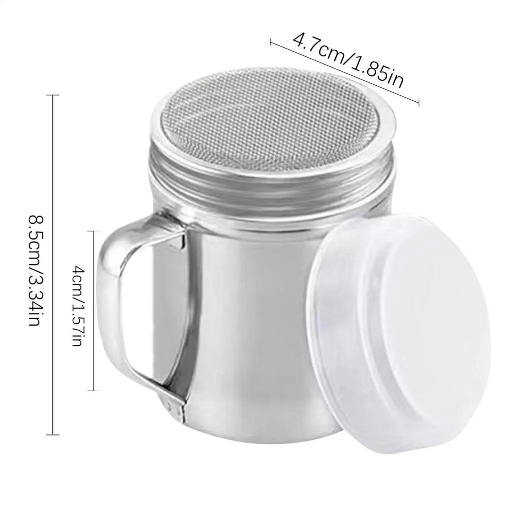 Kitchen Powder Shaker Bottle With Handle And Lid Stainless Steel Salt Dispenser Seasoning Container Jar For Coffee Flour Sugar