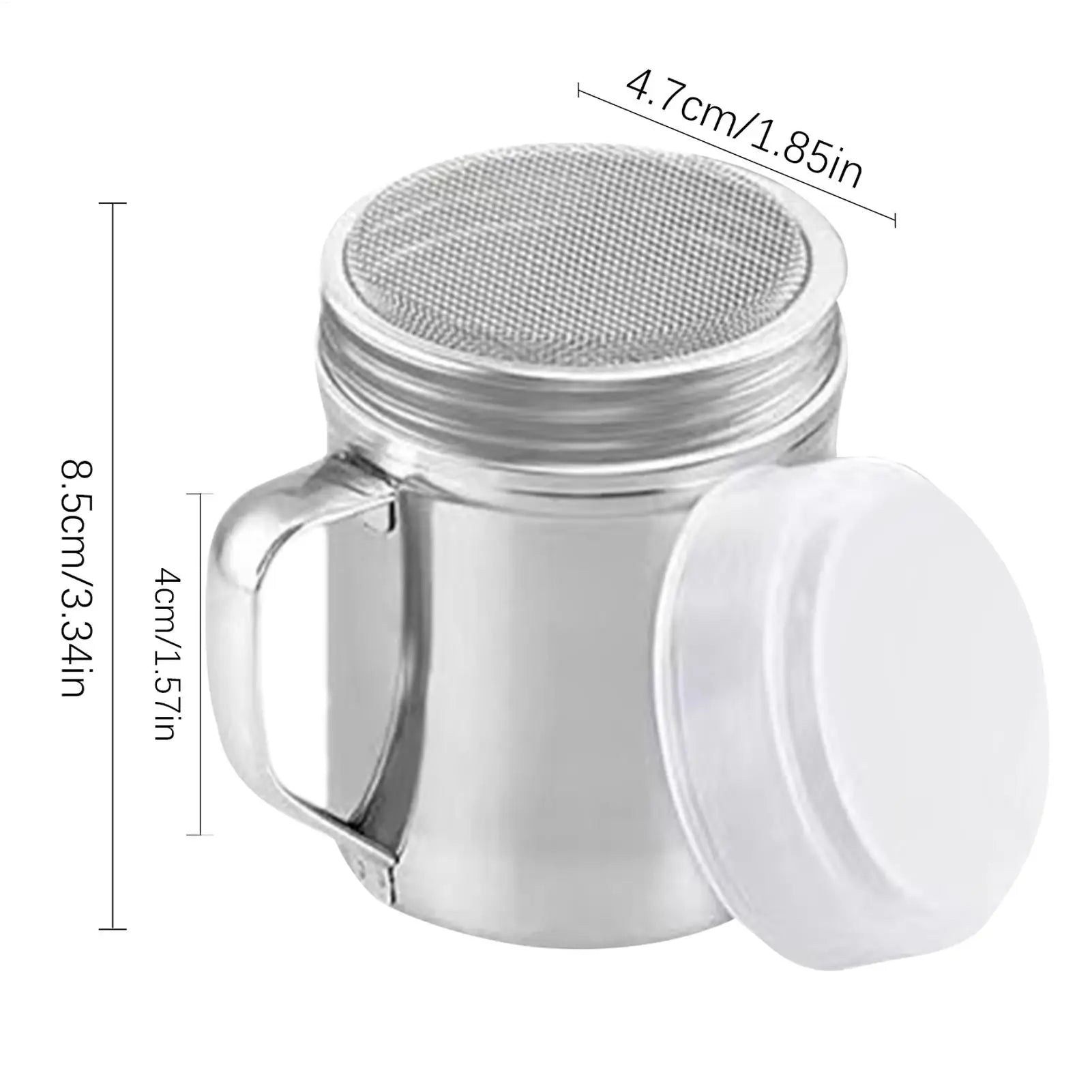 Kitchen Powder Shaker Bottle With Handle And Lid Stainless Steel Salt Dispenser Seasoning Container Jar For Coffee Flour Sugar