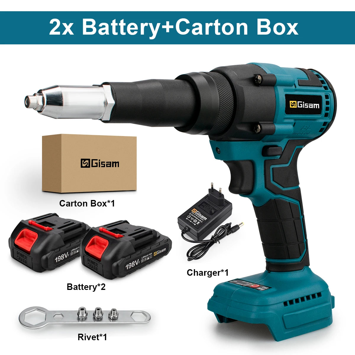 Gisam 720W Electric Brushless Rivet Gun Lithium Battery Cordless Riveting Nut Gun Automatic Rivet for Makita 18V Battery Pins